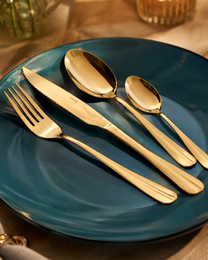 Faqueiro Dourado Aço Inox 24 Peças