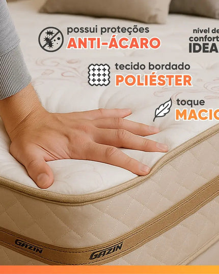 Cama Box Baú Casal com Colchão Gazin Molas Flora Bege 138x188x63cm