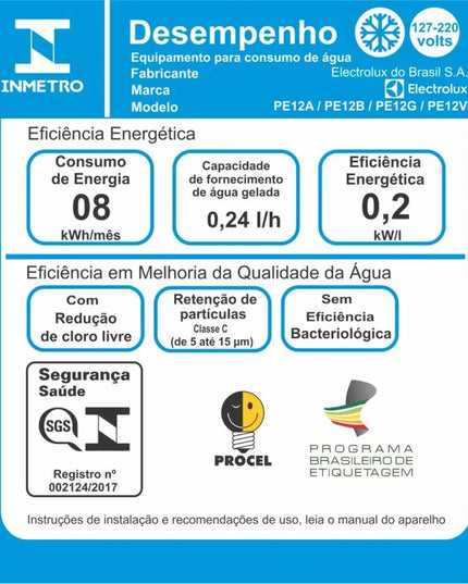 Purificador de Água Gelada Fria e Natural Elétrico Compacto Eletrônico placa Filtro refil 6 meses ou 3000l Painel Touch Bivolt Cinza PE12G Electrolux