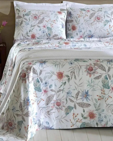 Jogo de Cama Queen Lençol com Elástico 100% Algodão Percal 130 Fios 158x198x35cm Dohler 4 Peças