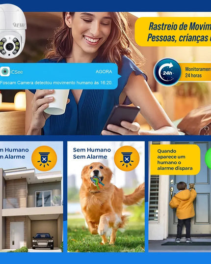 Kit 2 Câmeras de Segurança IP Interna/Externa Wi-Fi iCSee Infravermelho à Prova d'Água - HW