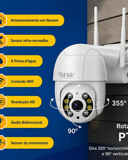 Kit 2 Câmeras de Segurança IP Interna/Externa Wi-Fi iCSee Infravermelho à Prova d'Água - HW