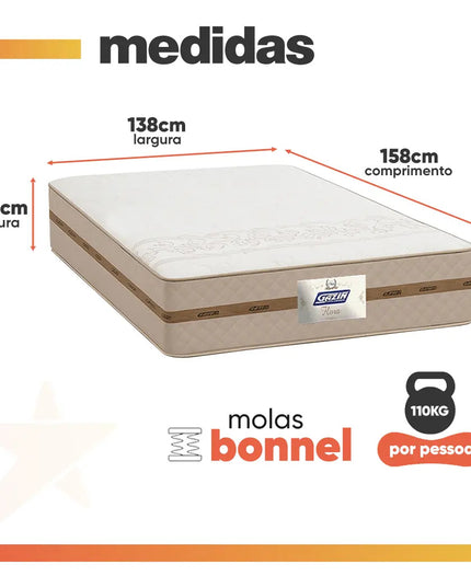 Cama Box Baú Casal com Colchão Gazin Molas Flora Bege 138x188x63cm