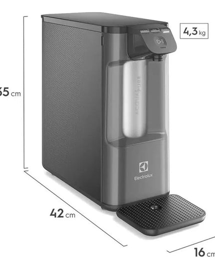 Purificador de Água Gelada Fria e Natural Elétrico Compacto Eletrônico placa Filtro refil 6 meses ou 3000l Painel Touch Bivolt Cinza PE12G Electrolux