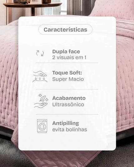 Cobre Leito Colcha Casal Bouti Dupla Face 3 Peças