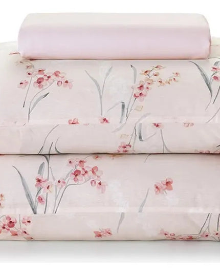 Jogo de Cama Casal 100% Algodão 150 Fios 3 Peças Provença Rosa Estampado