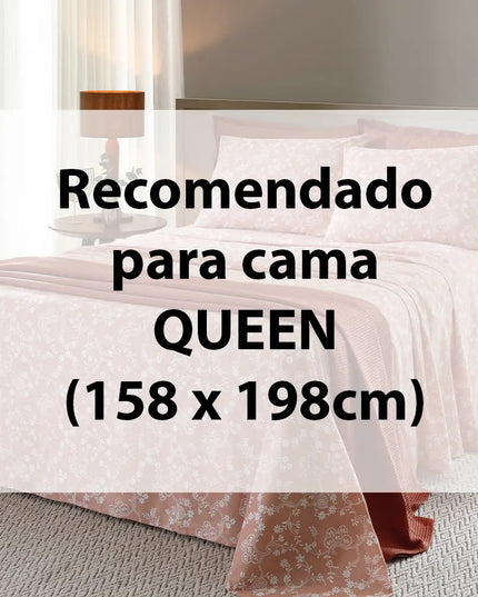 Jogo de Cama Queen Lençol com Elástico 100% Algodão 4 Peças Percal 130 Fios 158x198x35cm Döhler
