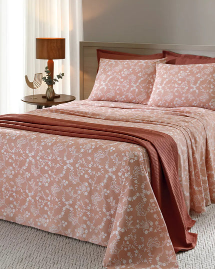 Jogo de Cama Queen Lençol com Elástico 100% Algodão 4 Peças Percal 130 Fios 158x198x35cm Döhler