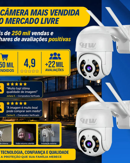 Kit 2 Câmeras de Segurança IP Interna/Externa Wi-Fi iCSee Infravermelho à Prova d'Água - HW