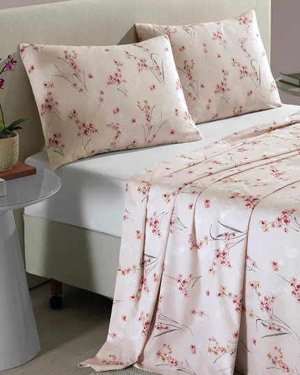 Jogo de Cama Casal 100% Algodão 150 Fios 3 Peças Provença Rosa Estampado