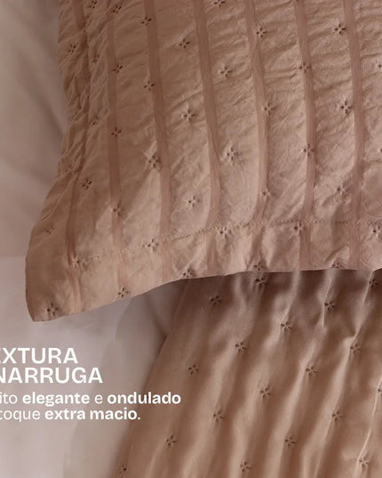 Kit Cobre-Leito 3 Peças Queen Micropercal Texturizado