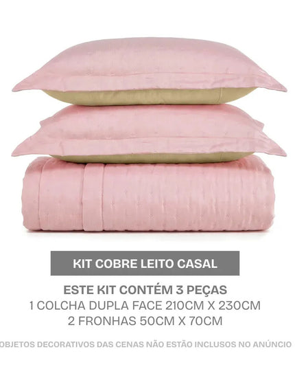 Cobre Leito Colcha Casal Bouti Dupla Face 3 Peças