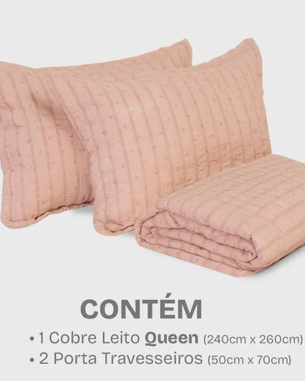 Kit Cobre-Leito 3 Peças Queen Micropercal Texturizado