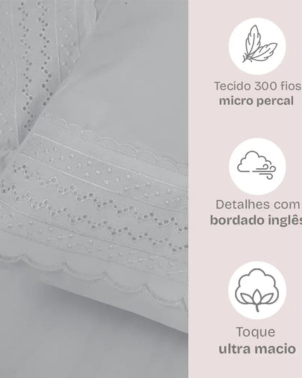 Jogo De Cama Casal Micro Percal 300 Fios 4 Peças Premium
