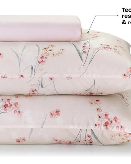 Jogo de Cama Casal 100% Algodão 150 Fios 3 Peças Provença Rosa Estampado