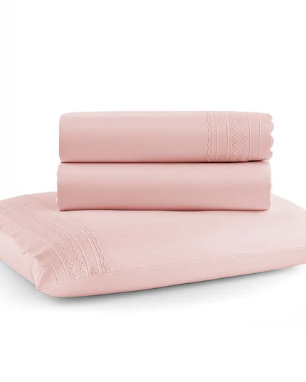 Jogo de Cama Solteiro 300 Fios Micro Percal Premium 3 Peças Rosa Liso