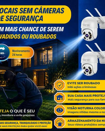 Kit 2 Câmeras de Segurança IP Interna/Externa Wi-Fi iCSee Infravermelho à Prova d'Água - HW