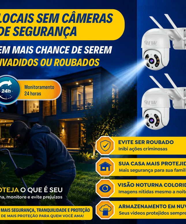 Kit 2 Câmeras Segurança Ip Interna Externa Wifi iCSee Infravermelho Prova D’Água - HW