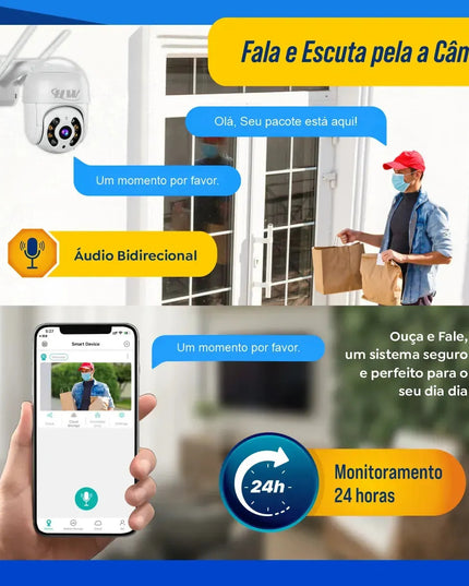Kit 2 Câmeras de Segurança IP Interna/Externa Wi-Fi iCSee Infravermelho à Prova d'Água - HW