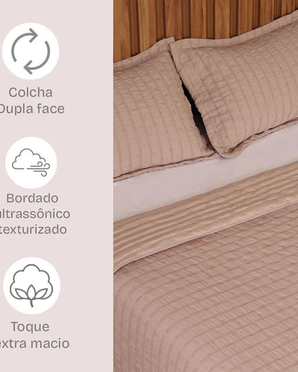 Kit Cobre-Leito 3 Peças Queen Micropercal Texturizado