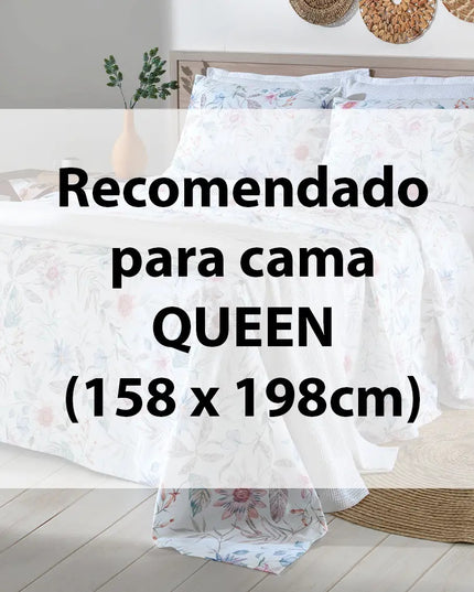 Jogo de Cama Queen Lençol com Elástico 100% Algodão Percal 130 Fios 158x198x35cm Dohler 4 Peças