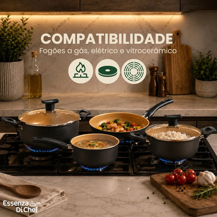 Conjunto de Panelas Antiaderentes 10 Peças Teflon Várias Cores