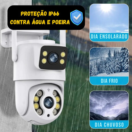 Câmera de Segurança Externa Dupla IP Wifi Lente 6MP App Yoosee
