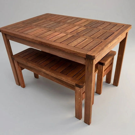 Conjunto Mesa E Bancos Churrasco Madeira Maciça Ember
