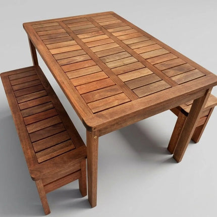 Conjunto Mesa E Bancos Churrasco Madeira Maciça Ember