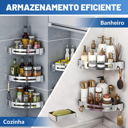 Kit 2 Banheiro Suporte Porta Shampoo Sabonete 304 Inox Prata