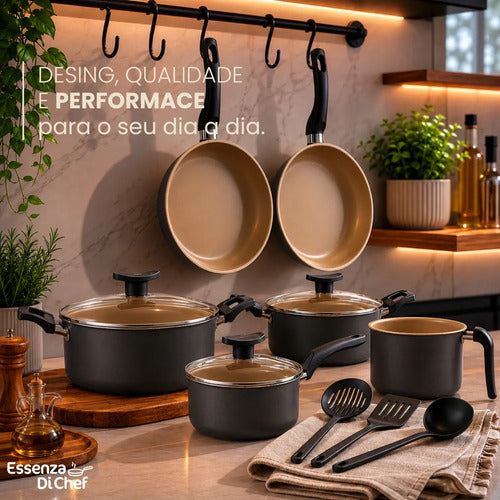 Conjunto Panelas Antiaderente 10 Peças Teflon Várias Cores