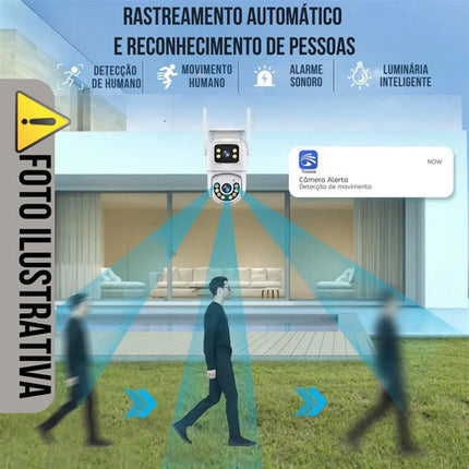 Câmera de Segurança Externa Dupla IP Wifi Lente 6MP App Yoosee
