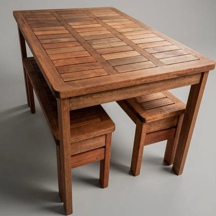 Conjunto Mesa E Bancos Churrasco Madeira Maciça Ember