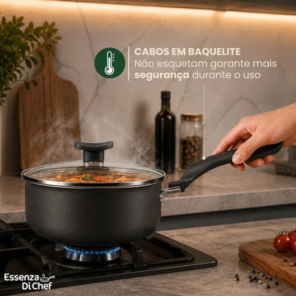 Conjunto de Panelas Antiaderentes 10 Peças Teflon Várias Cores