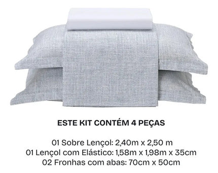 Jogo De Cama Casal 100% Algodão Percal 180 Fios Uni Döhler