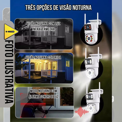 Câmera de Segurança Externa Dupla IP Wifi Lente 6MP App Yoosee