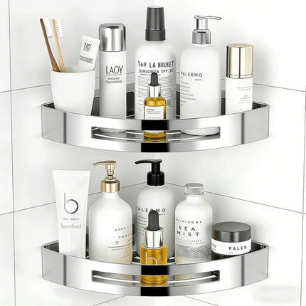 Kit 2 Banheiro Suporte Porta Shampoo Sabonete 304 Inox Prata