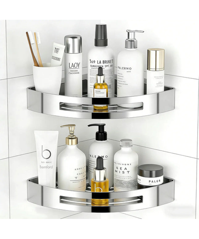 Kit 2 Banheiro Suporte Porta Shampoo Sabonete 304 Inox Prata