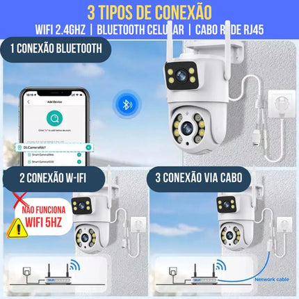 Câmera de Segurança Externa Dupla IP Wifi Lente 6MP App Yoosee
