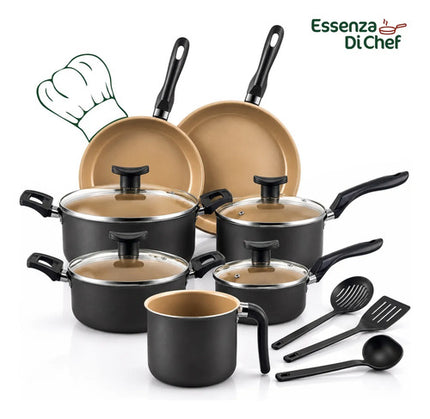 Conjunto de Panelas Antiaderentes 10 Peças Teflon Várias Cores