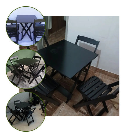 Kit Com 5 Mesas 20 Cadeiras Dobráveis De Bar Em Madeira