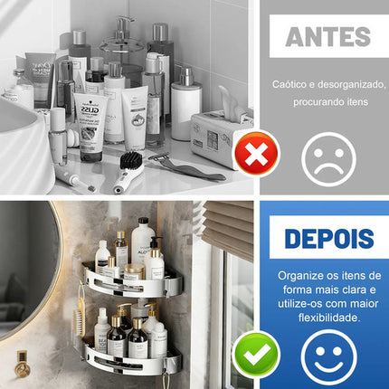 Kit 2 Banheiro Suporte Porta Shampoo Sabonete 304 Inox Prata