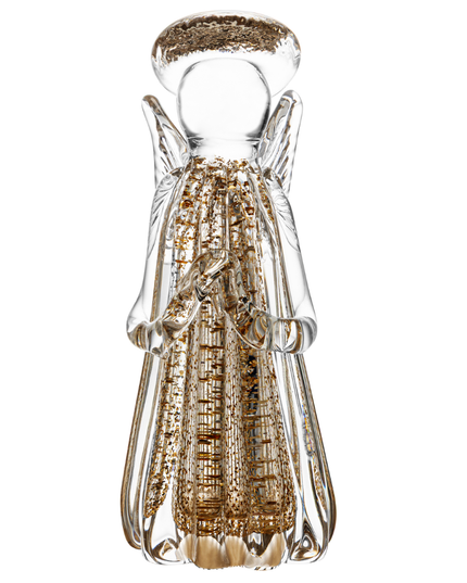 Escultura Anjo de Vidro Dourado 20cm