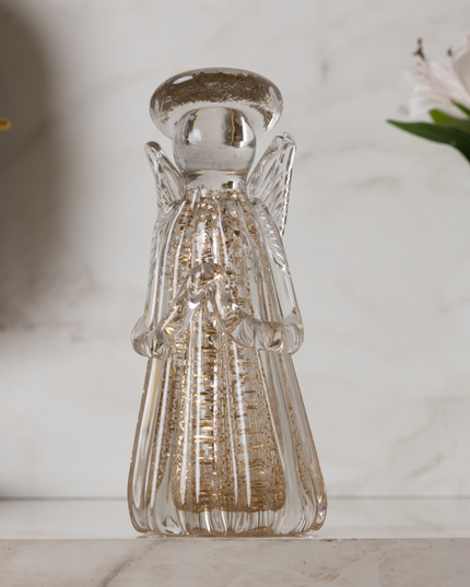 Escultura Anjo de Vidro Dourado 20cm