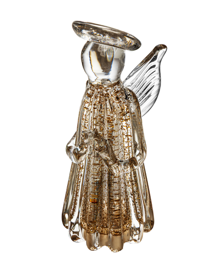 Escultura Anjo de Vidro Dourado 20cm