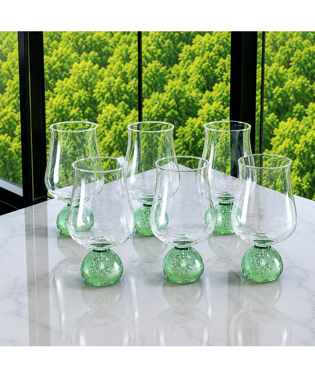 Jogo 6 Taças Base Esfera para Vinho Verde e Transparente 440ml