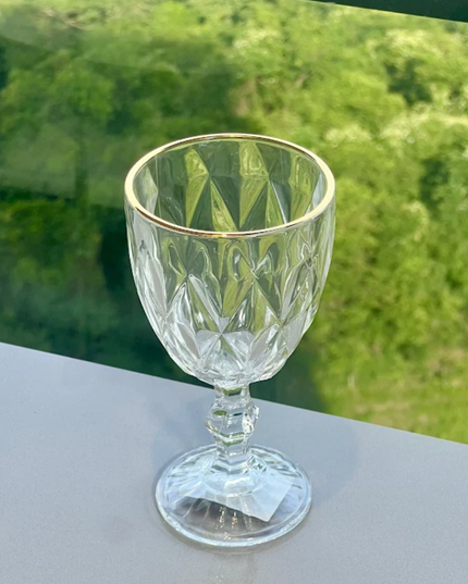 Jogo 6 Taças de Vidro com Borda Dourada Fio de Ouro 300ml