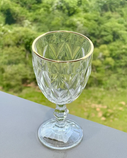 Jogo 6 Taças de Vidro com Borda Dourada Fio de Ouro 300ml