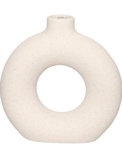 Vaso de Cerâmica Mikonos Redondo Branco 16cm