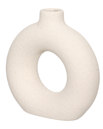 Vaso de Cerâmica Mikonos Redondo Branco 16cm